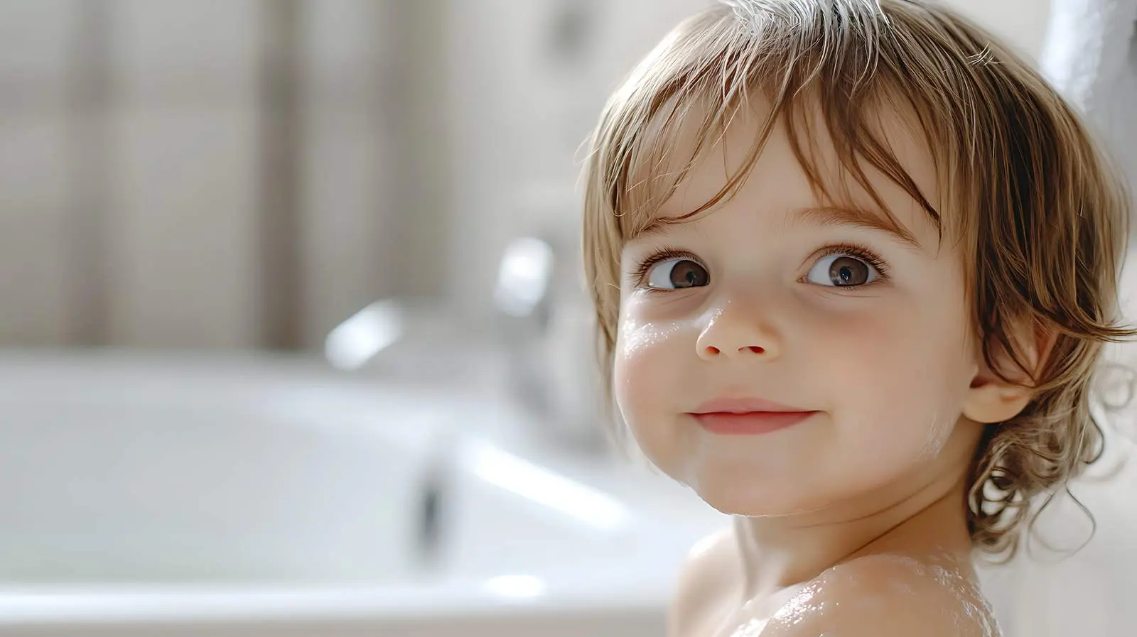 Beautiful Child in Bathroom Portrait — free download from Dotvec