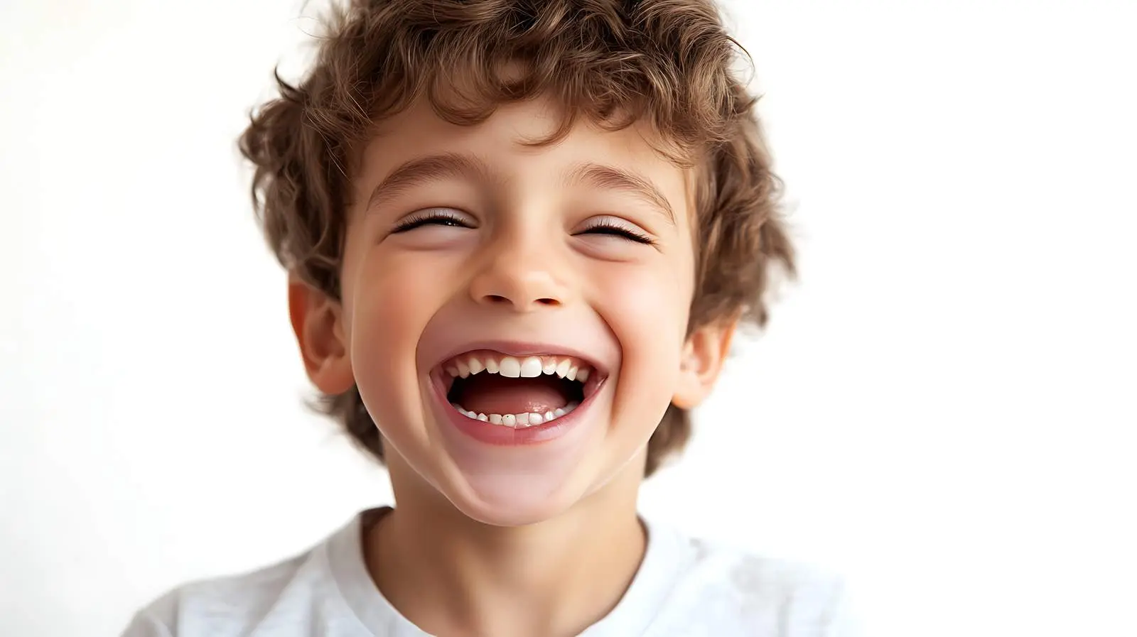 Laughing Boy Portrait on White Background – free energetic image from Dotvec