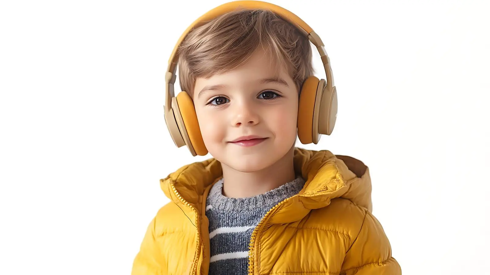 Cute Boy in Headphones on White Background – free sound image from Dotvec