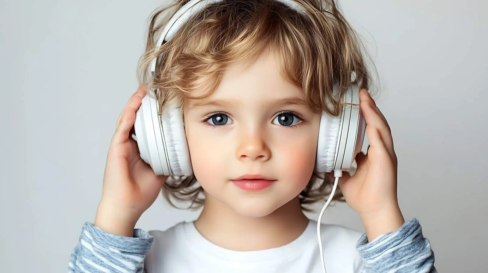 Beautiful Little Boy with Headphones Isolated – free sound image from Dotvec