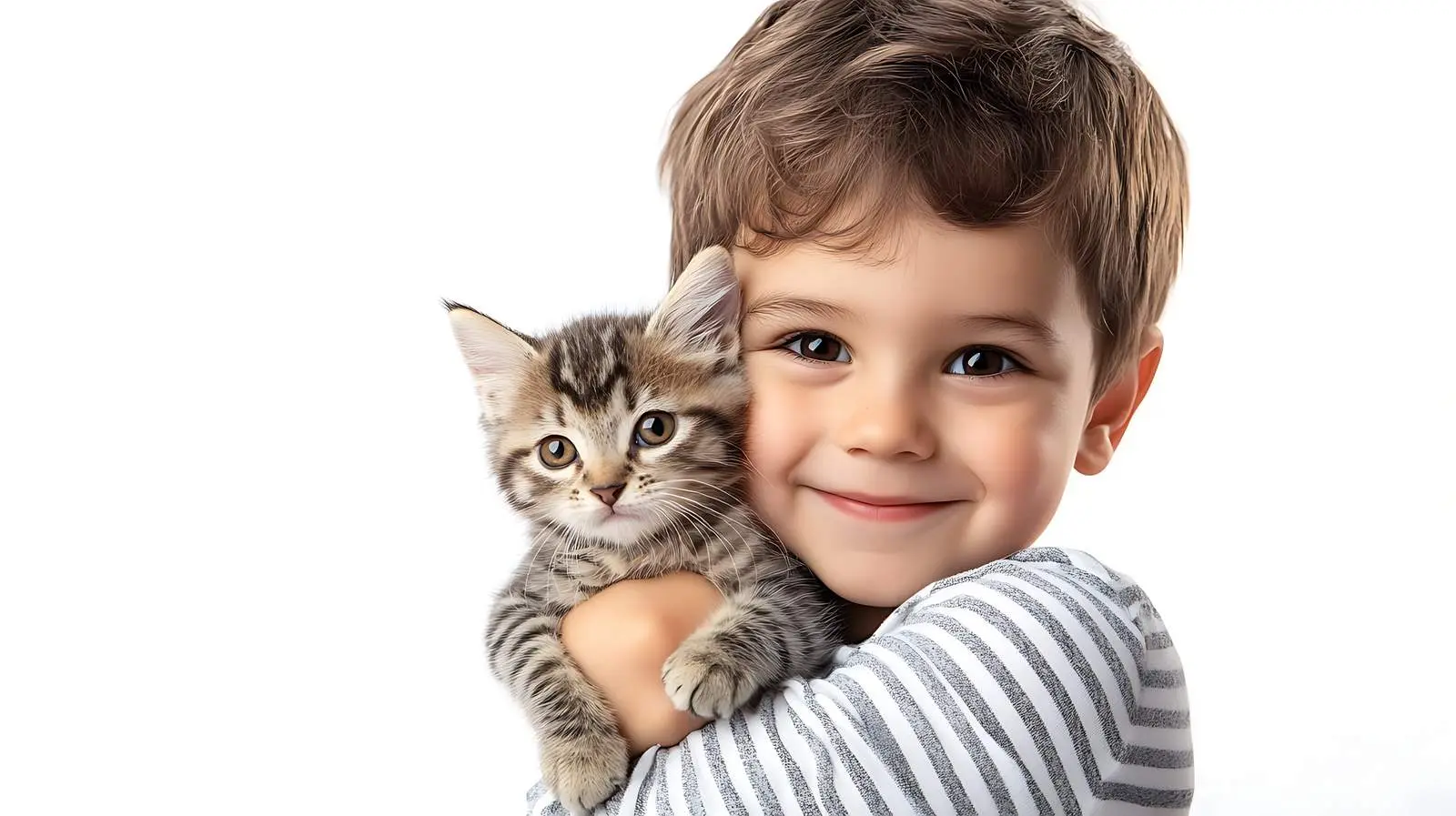Little Boy Holding a Kitten — free download from Dotvec