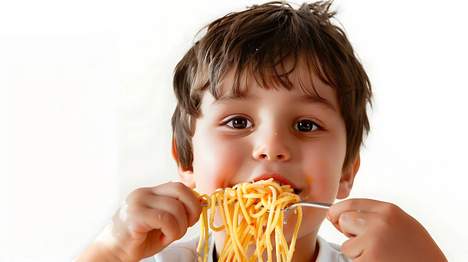 Young boy enjoying spaghetti in Bavaria — free download from Dotvec