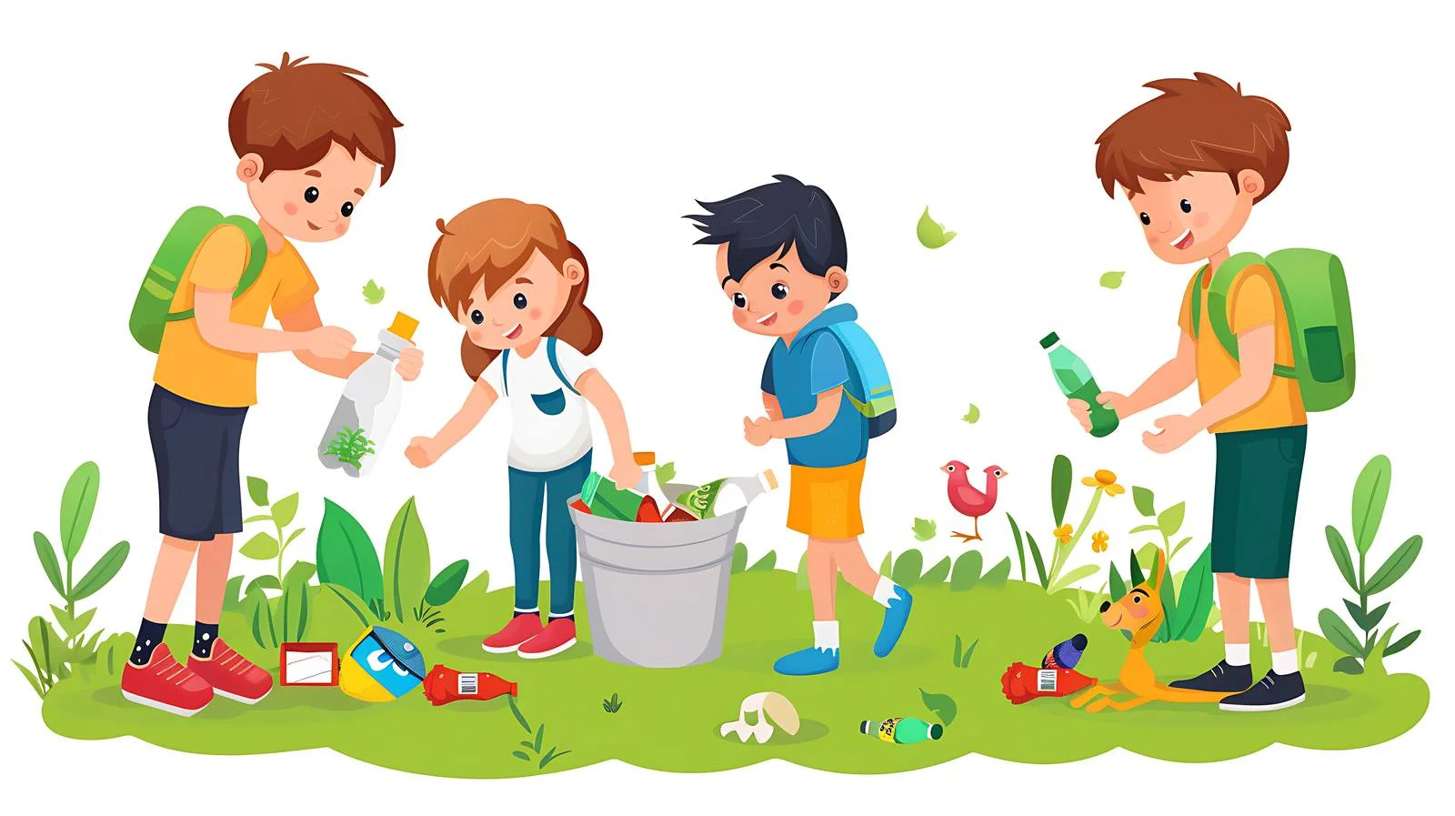 Portrait with Group Collecting Garbage — free download from Dotvec