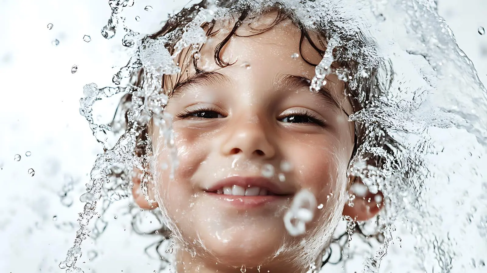 Child Playing Under Water Fountain — free download from Dotvec
