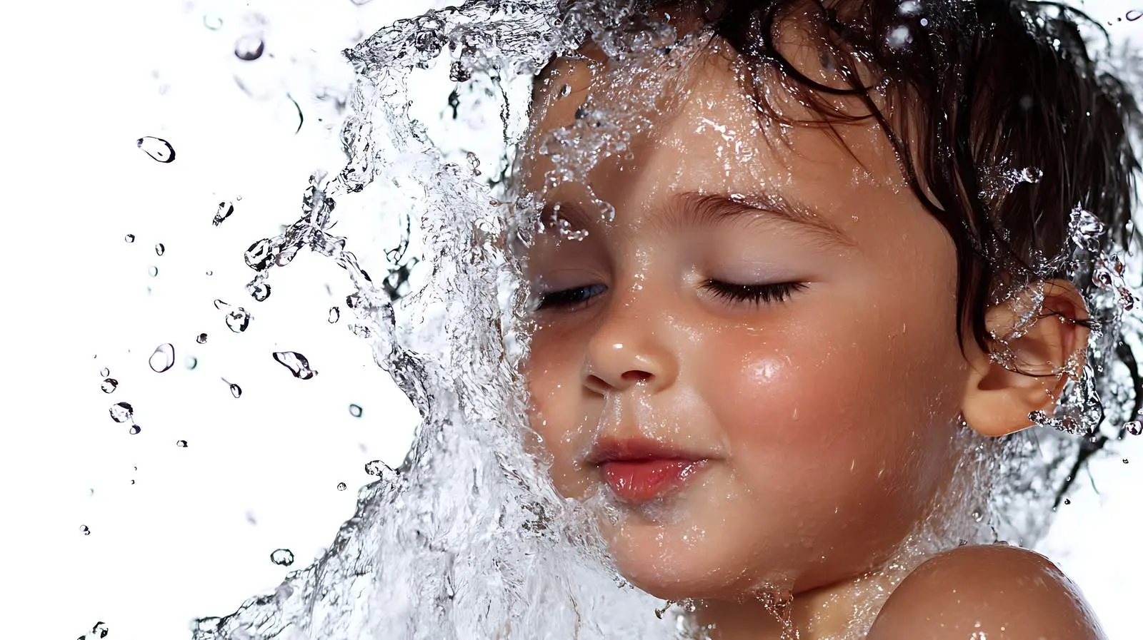 Child Enjoying Water Spray in Playful Moment — free download from Dotvec