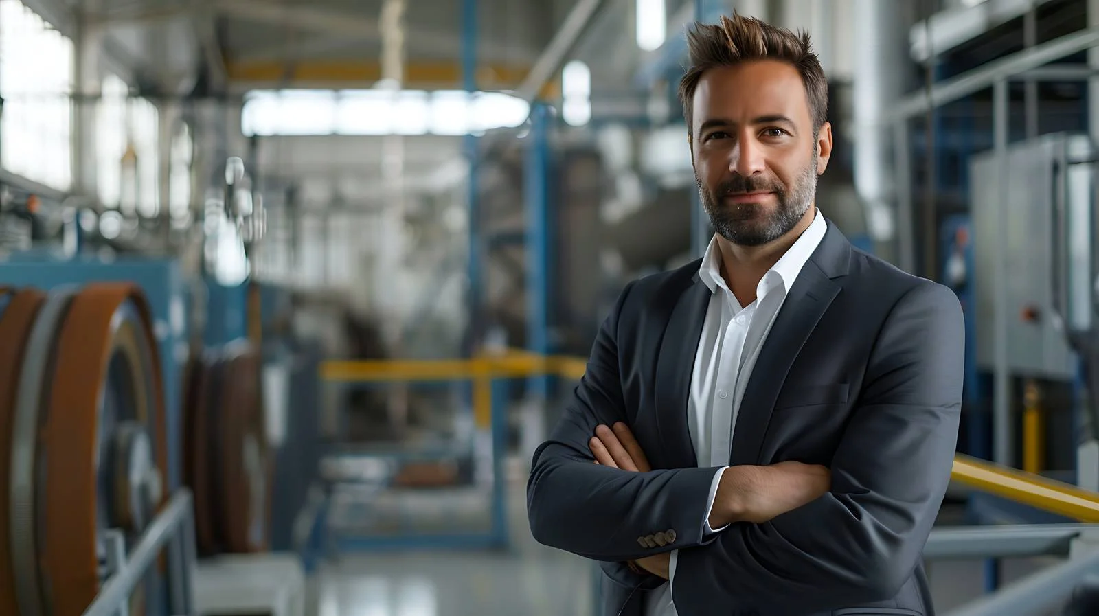 Modern Businessman in Factory Portrait — free download from Dotvec