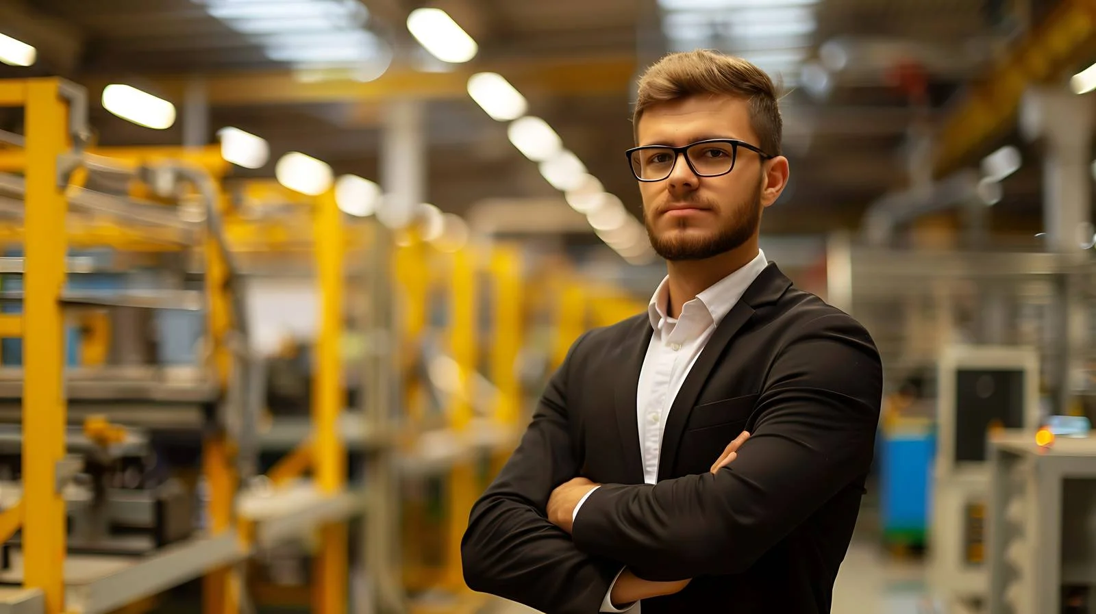 Confident Businessman in Modern Factory — free download from Dotvec