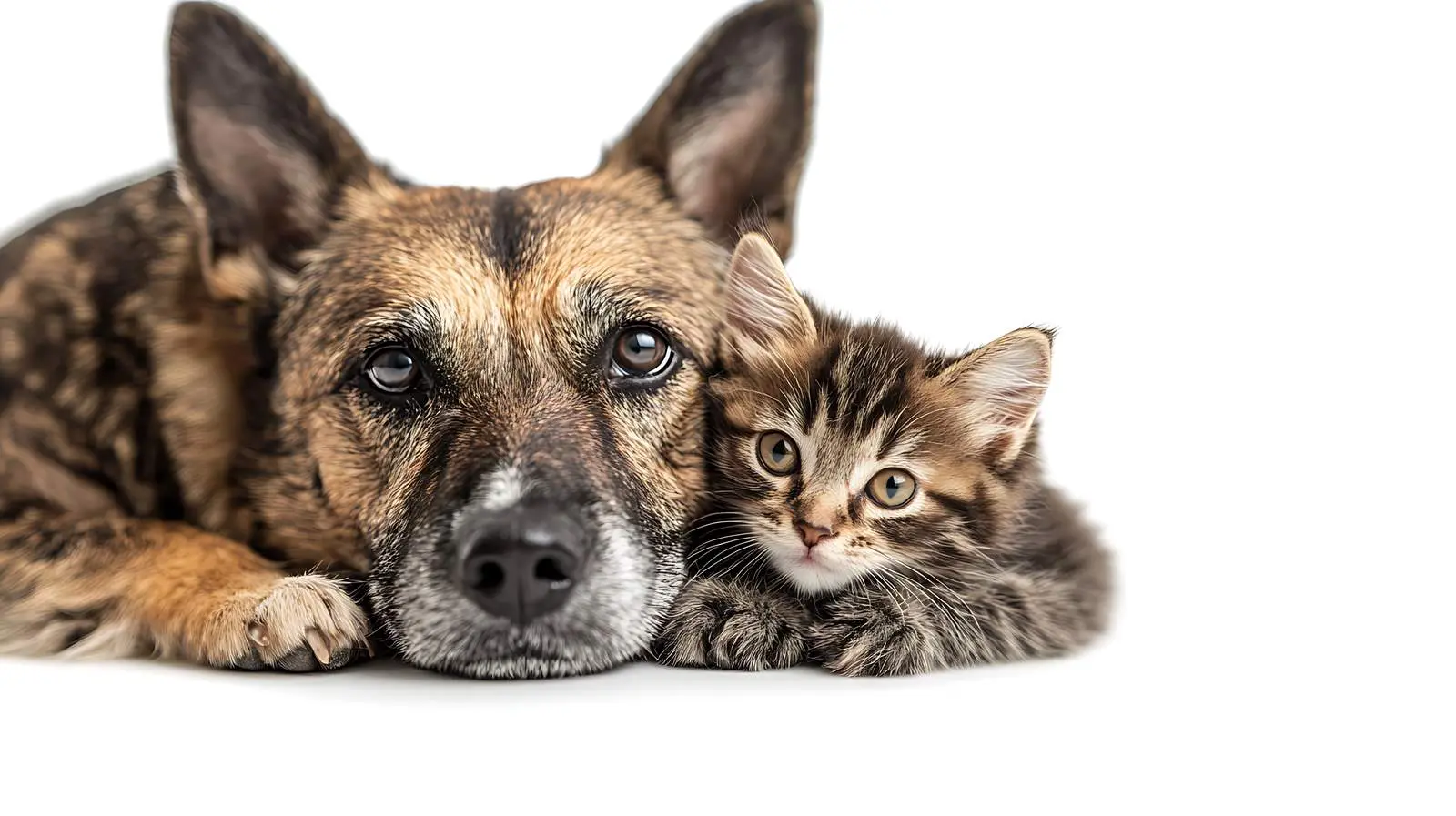 Dog and Kitten Snuggled Together — free download from Dotvec