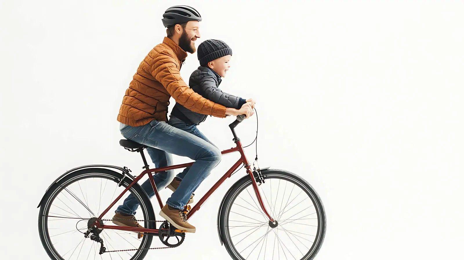 Father and Son Bicycle Ride on White Background — free download from Dotvec