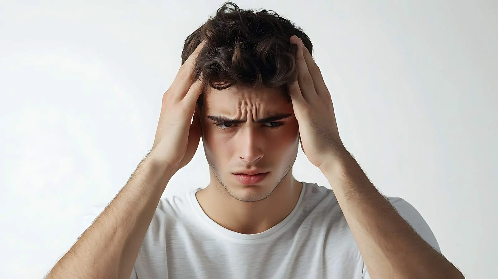 Frustrated Young Man on White Background – free thoughtful image from Dotvec