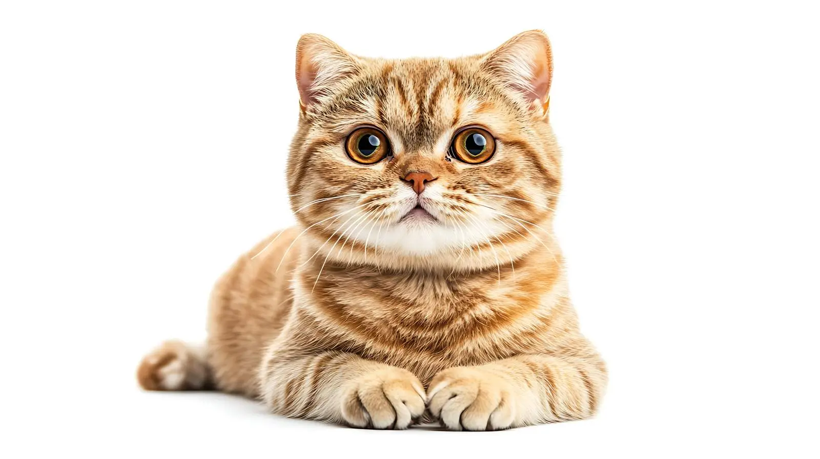 Funny Scottish Straight Cat Portrait on White — free download from Dotvec
