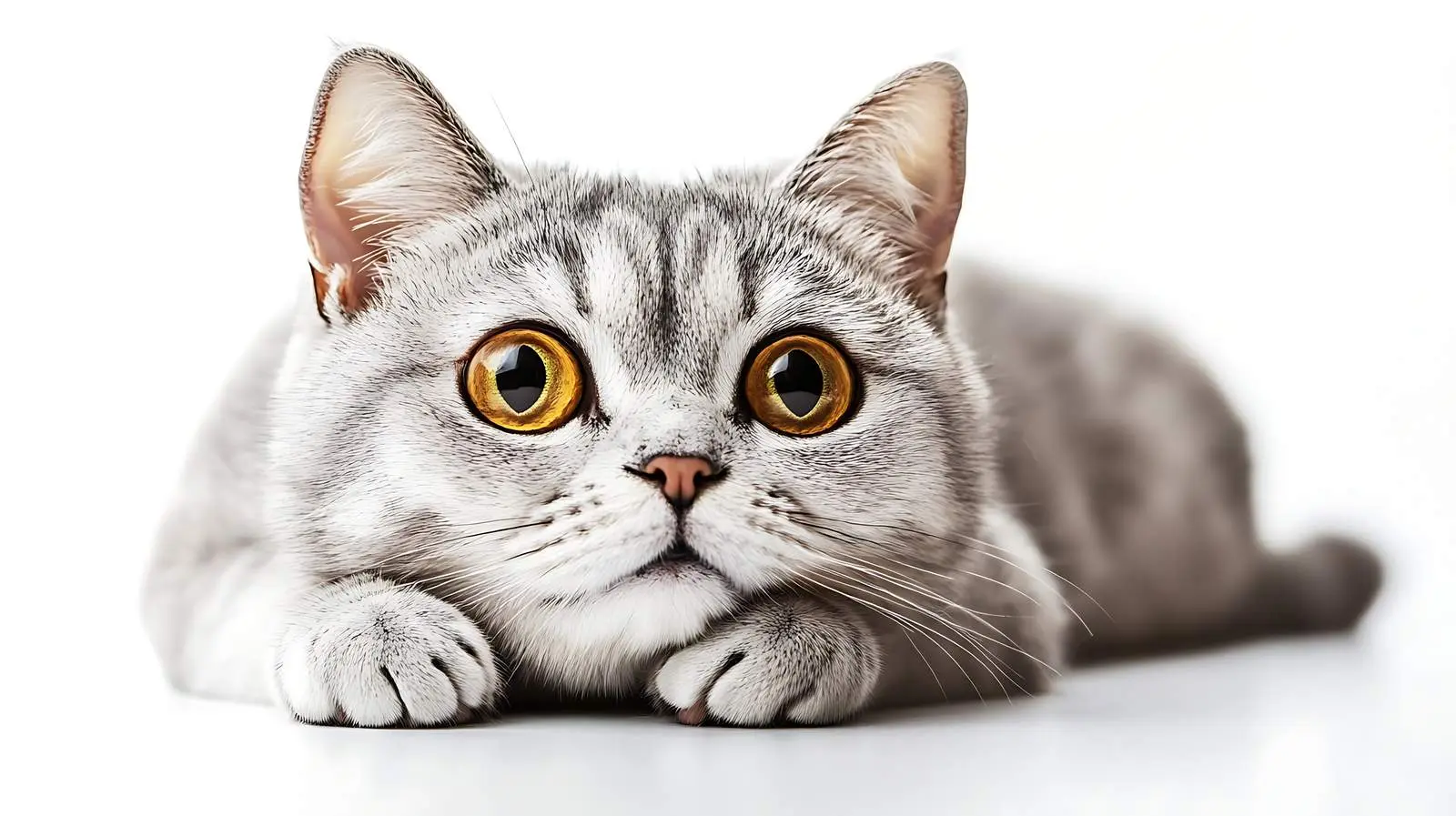 Funny Scottish Straight Cat Portrait on White Background — free download from Dotvec