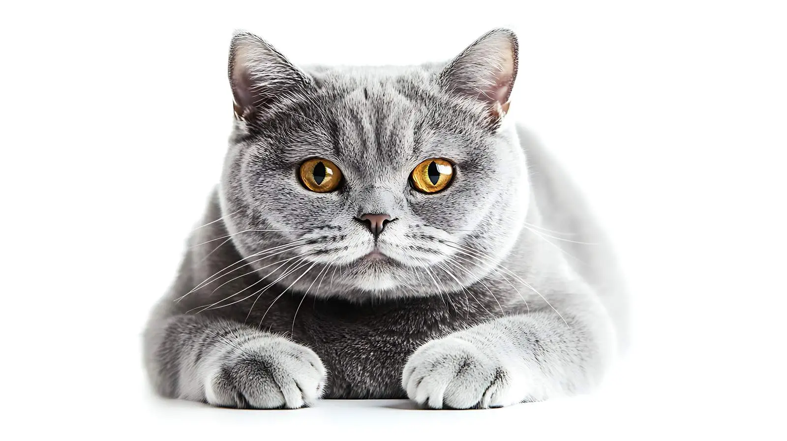 Funny Scottish Straight Cat Portrait on White Background – free curious cat image from Dotvec