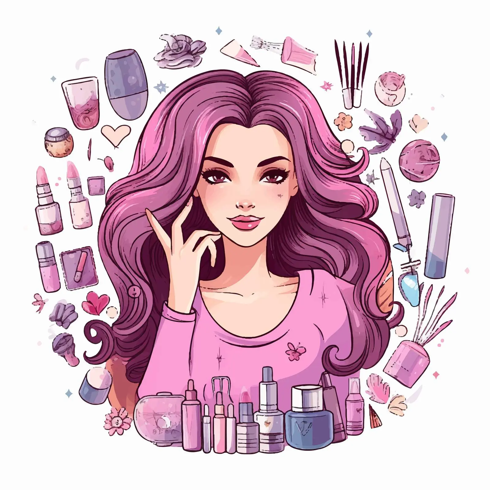 Girl with Stunning Long Nails Vector Artwork – free professional nails image from Dotvec