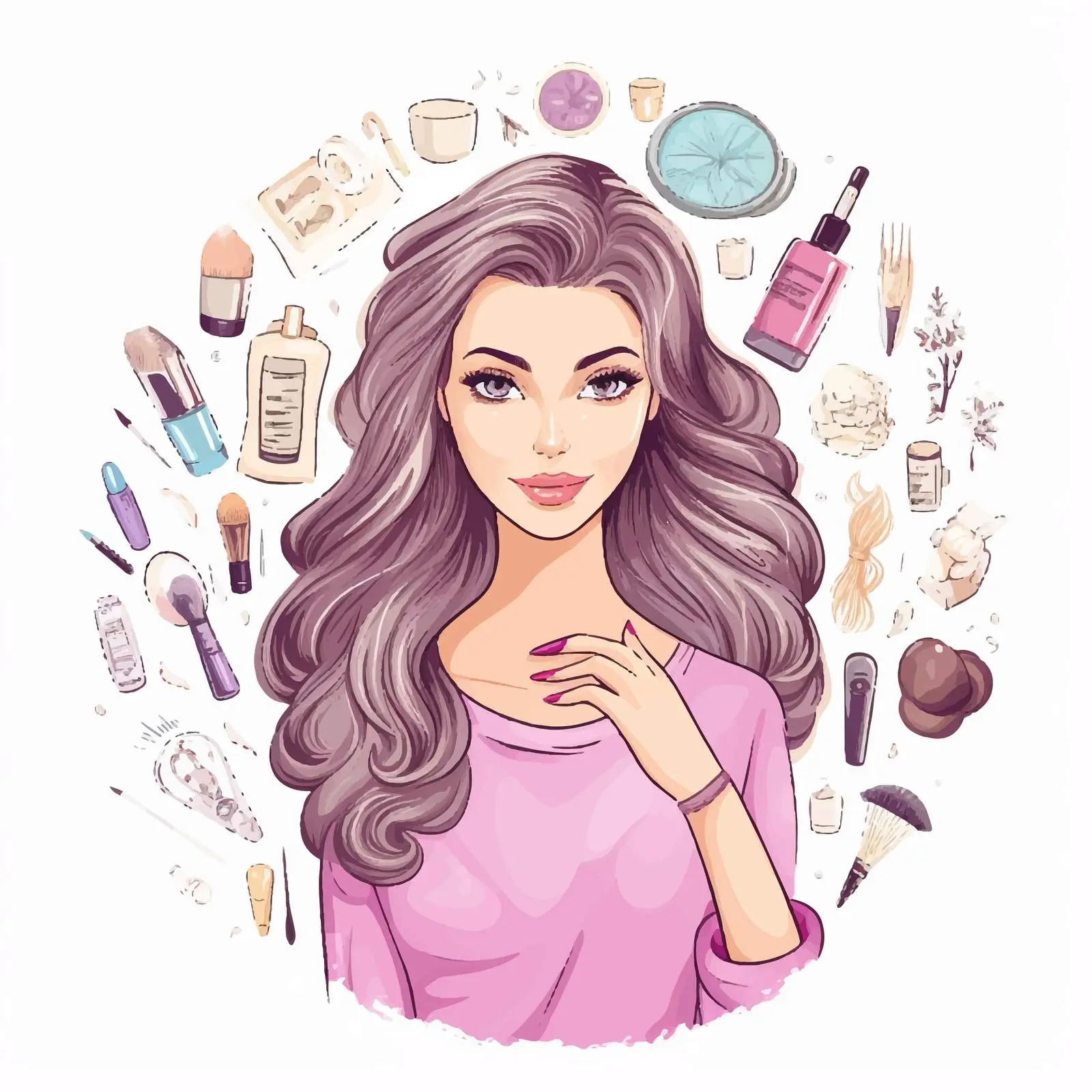 Stylish Girl with Long Beautiful Nails Vector — free download from Dotvec
