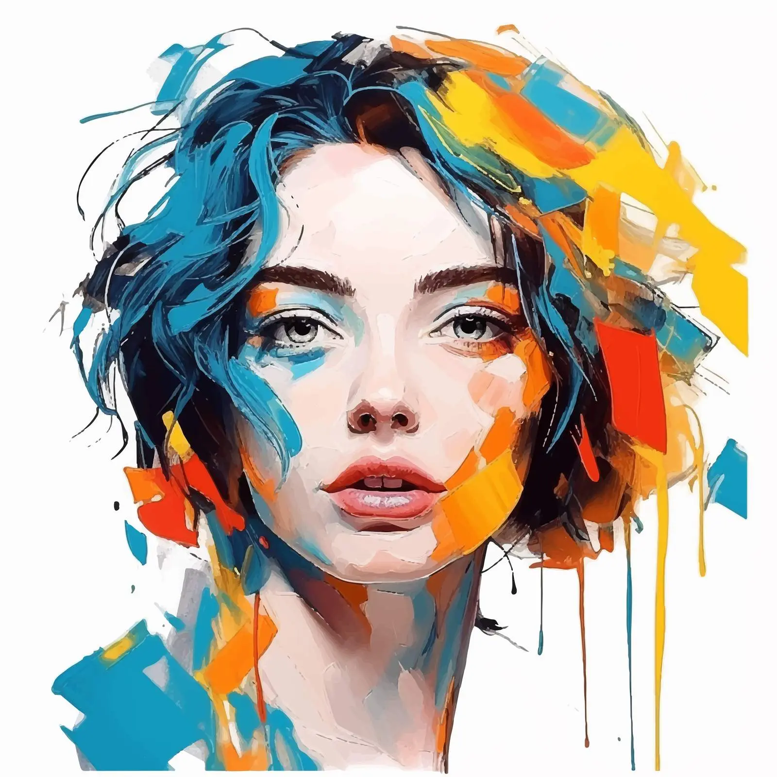 Bright Hand-Drawn Portrait of a Girl — free download from Dotvec