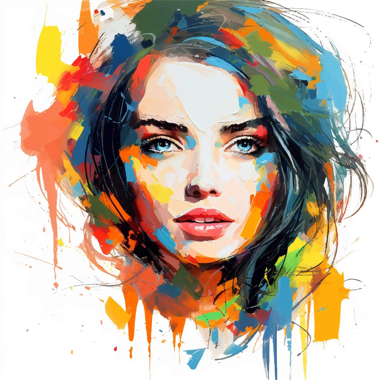 Hand-Drawn Acrylic Portrait of a Girl — free download from Dotvec
