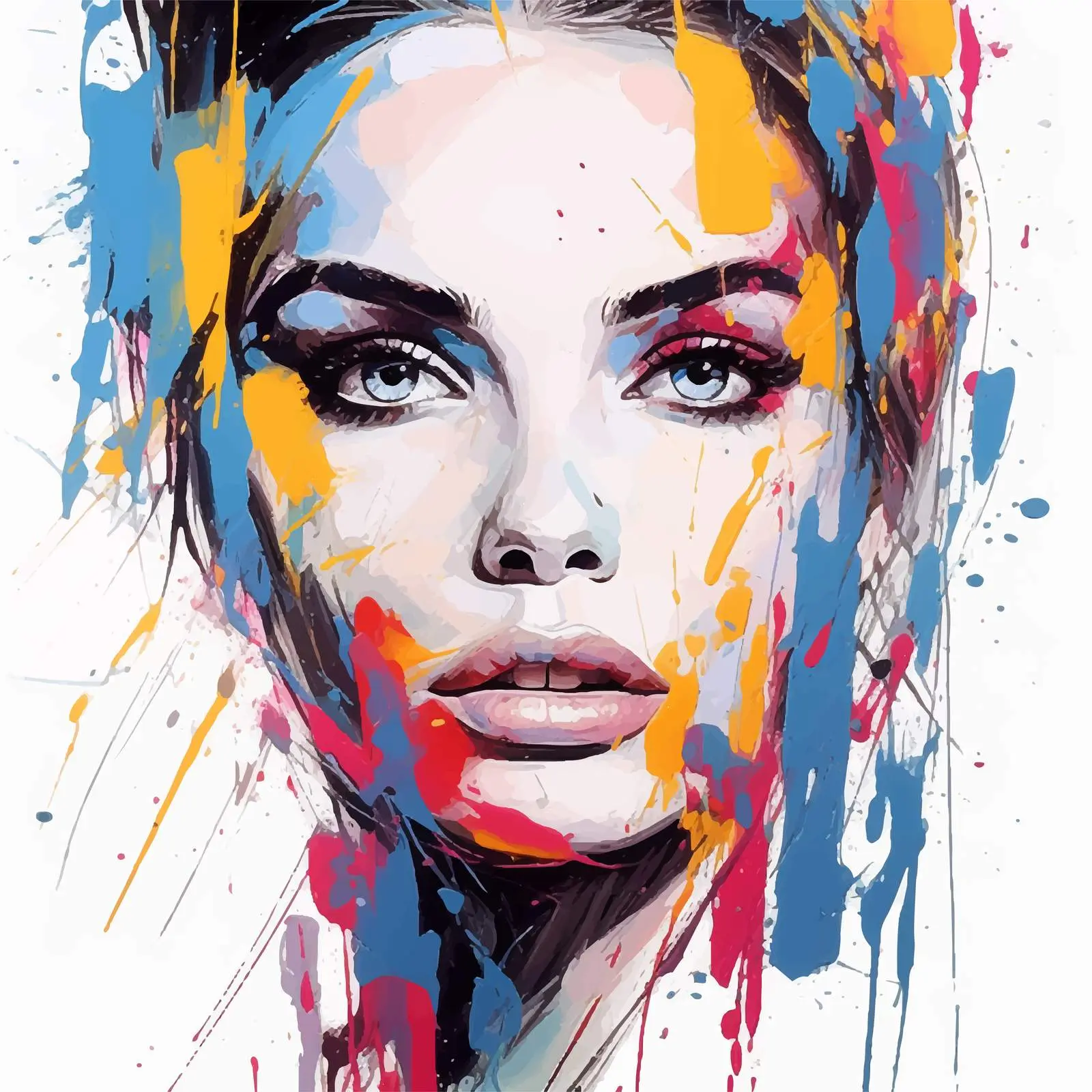 Brightly Colored Hand-Drawn Girl Portrait – free stylized portrait image from Dotvec