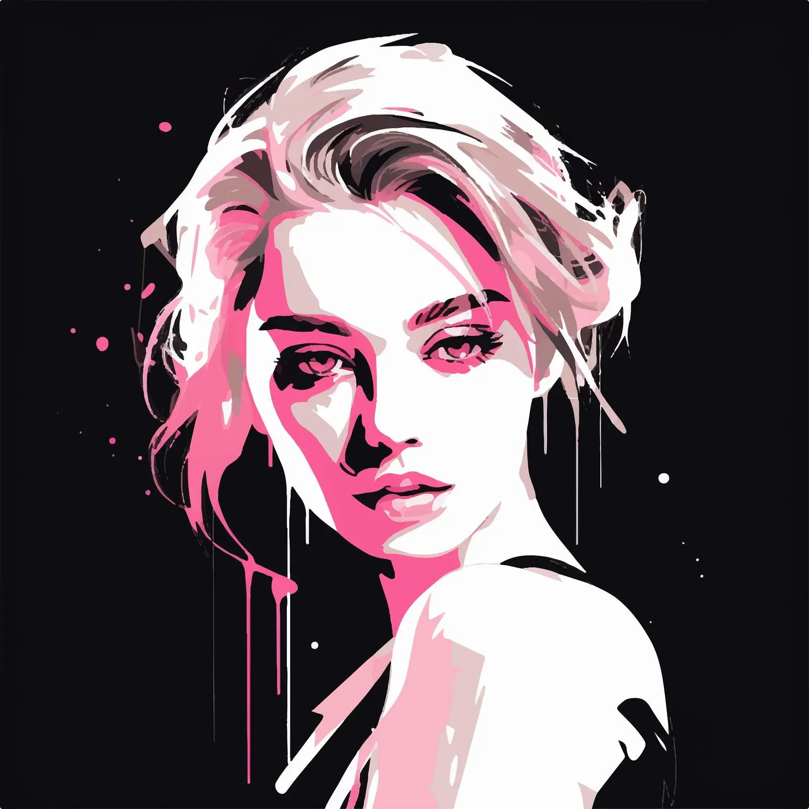 Minimalist Portrait of Girl in Pink and White – free female silhouette image from Dotvec