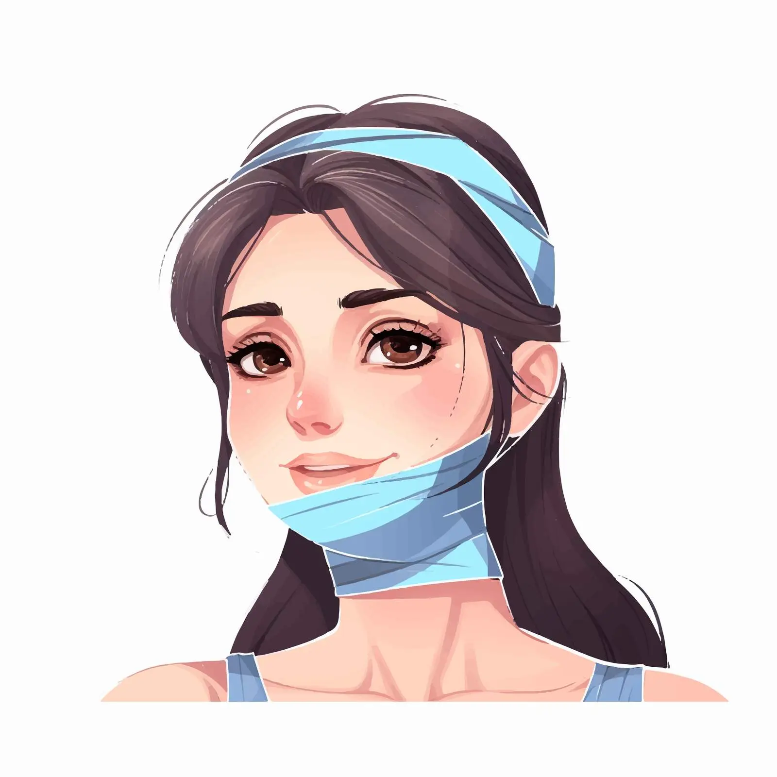 Kinesiology Taping Technique Portrait of a Girl — free download from Dotvec