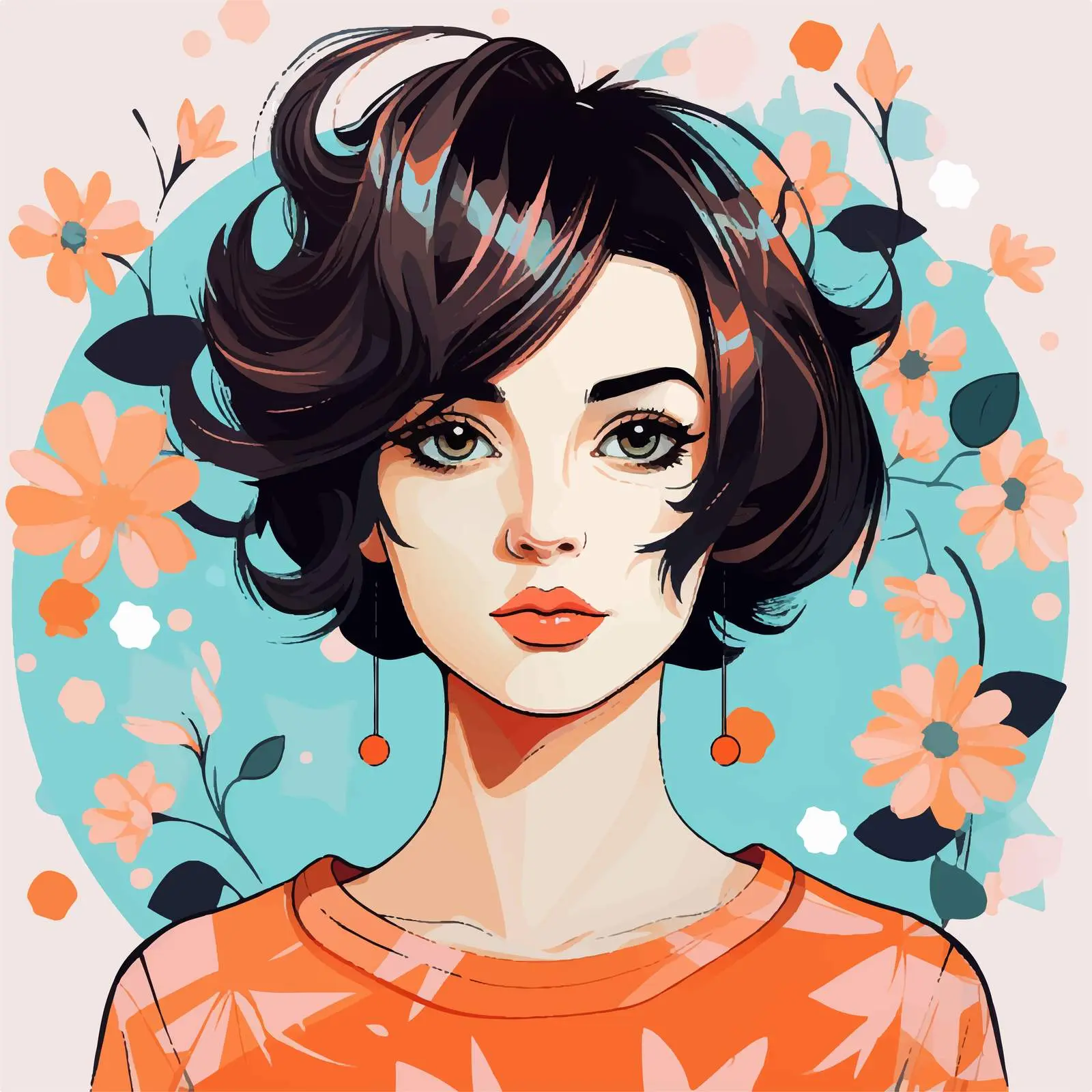 Girl with Cute Hairstyle on Geometric Background – free hair fashion image from Dotvec