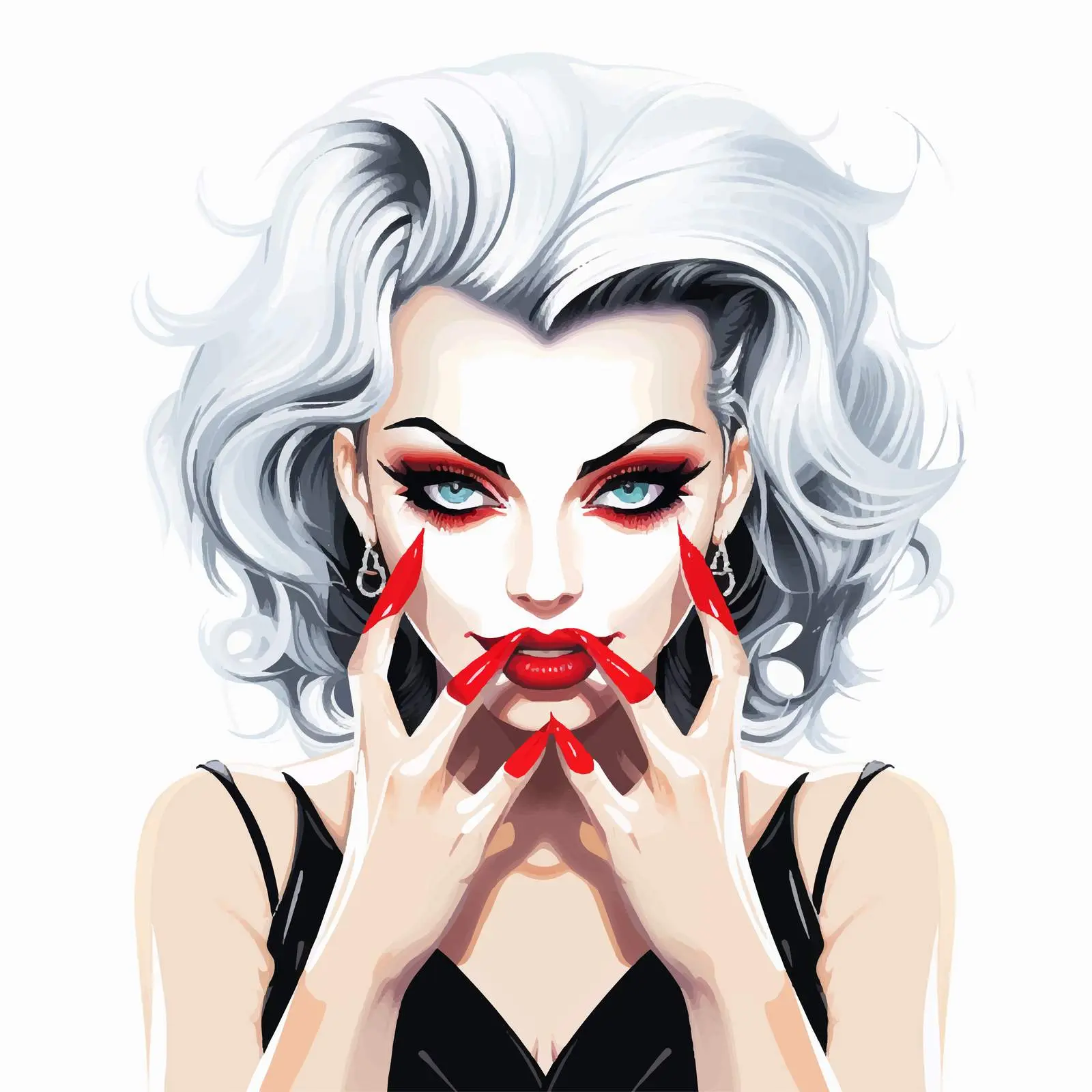 Vibrant Portrait of a Girl with Makeup and Fangs – free youthful energy image from Dotvec