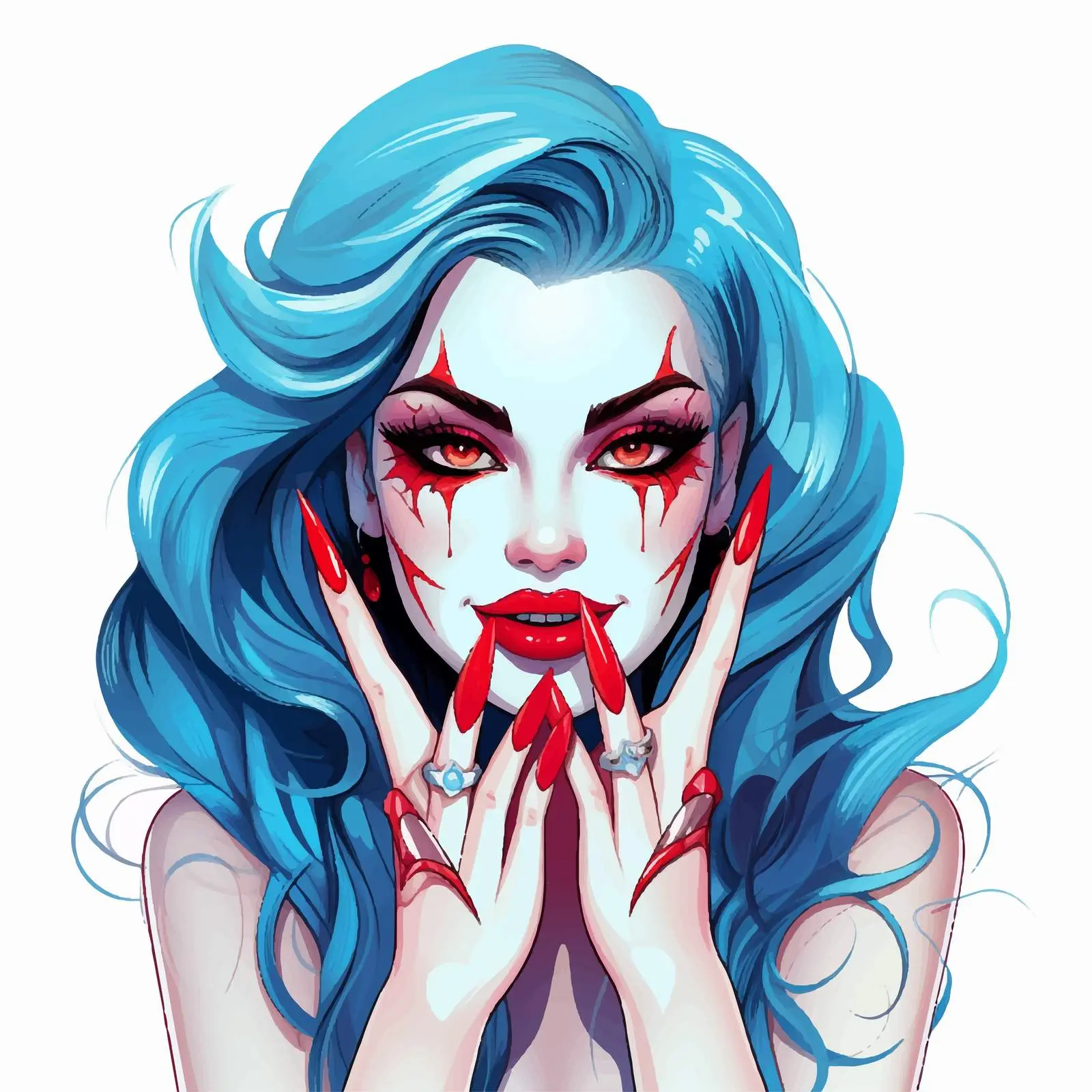 Girl with Bright Makeup and Fang Accessories — free download from Dotvec