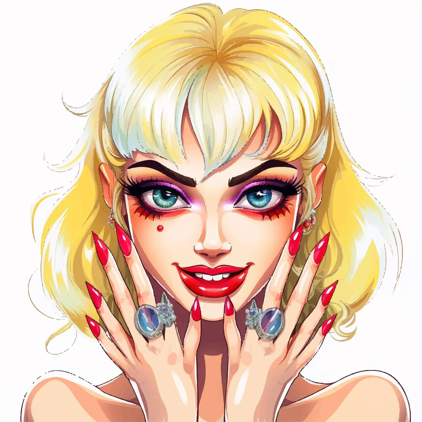 Vibrant Portrait of a Girl with Fangs — free download from Dotvec