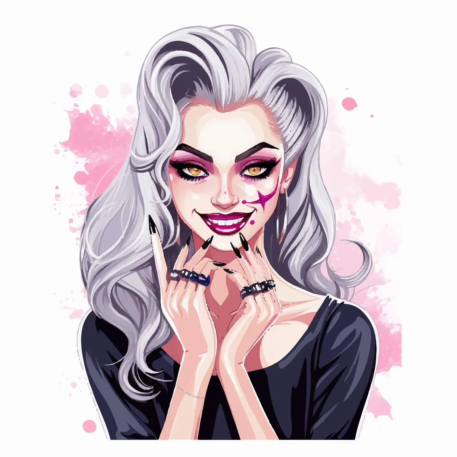 Stylish Girl with Bright Makeup and Fangs — free download from Dotvec