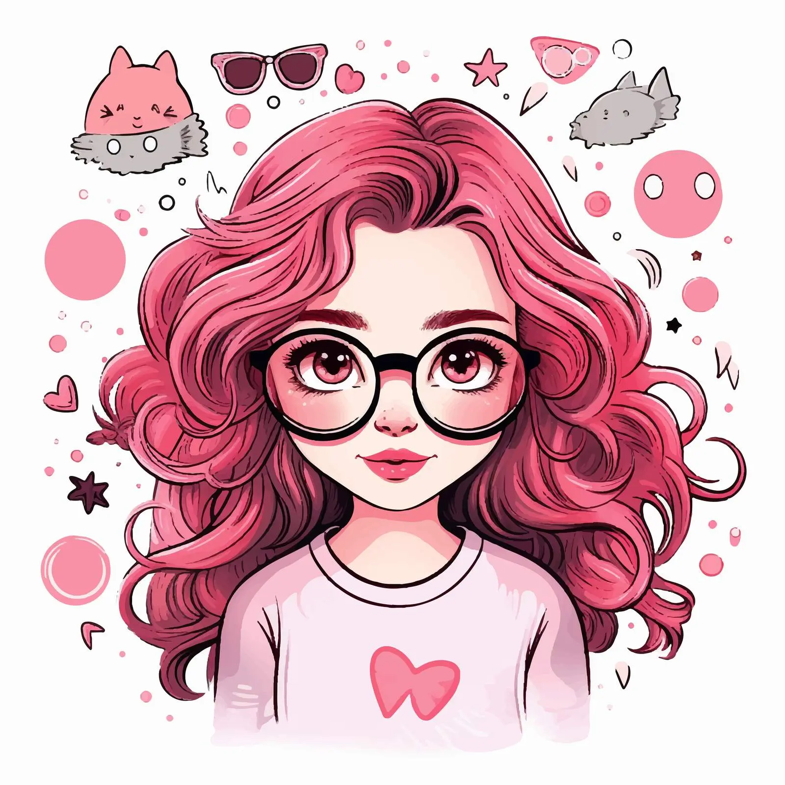 Girl with Glasses and Doll Accessories Vector – free cosplay image from Dotvec
