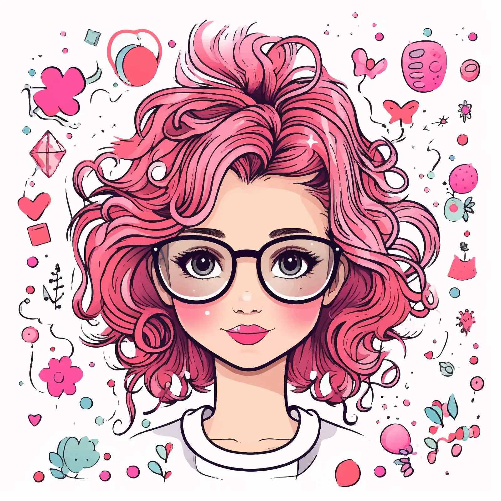 Girl with Glasses and Pink Doll Accessories — free download from Dotvec