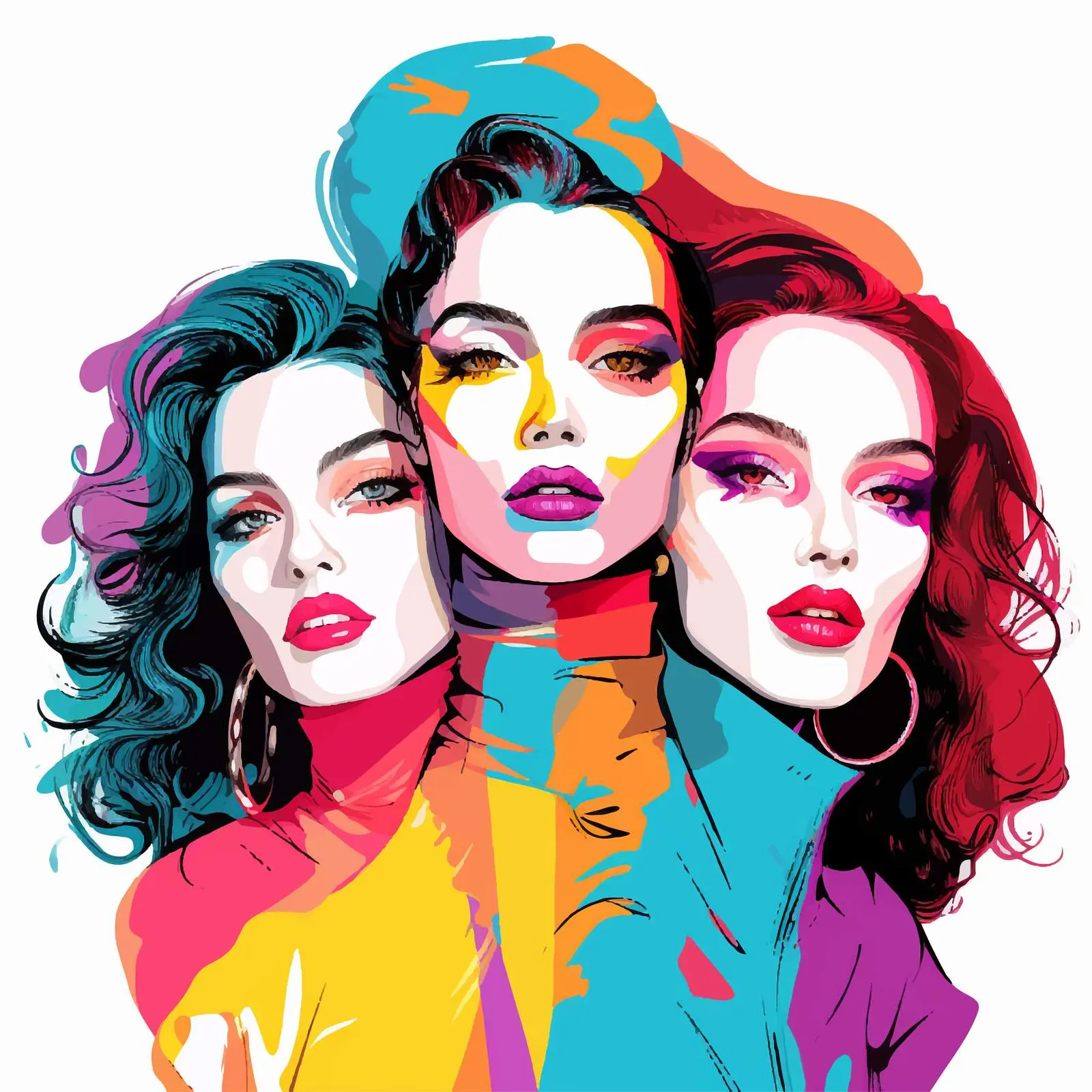 Group of Girls with Beautiful Makeup Vector — free download from Dotvec