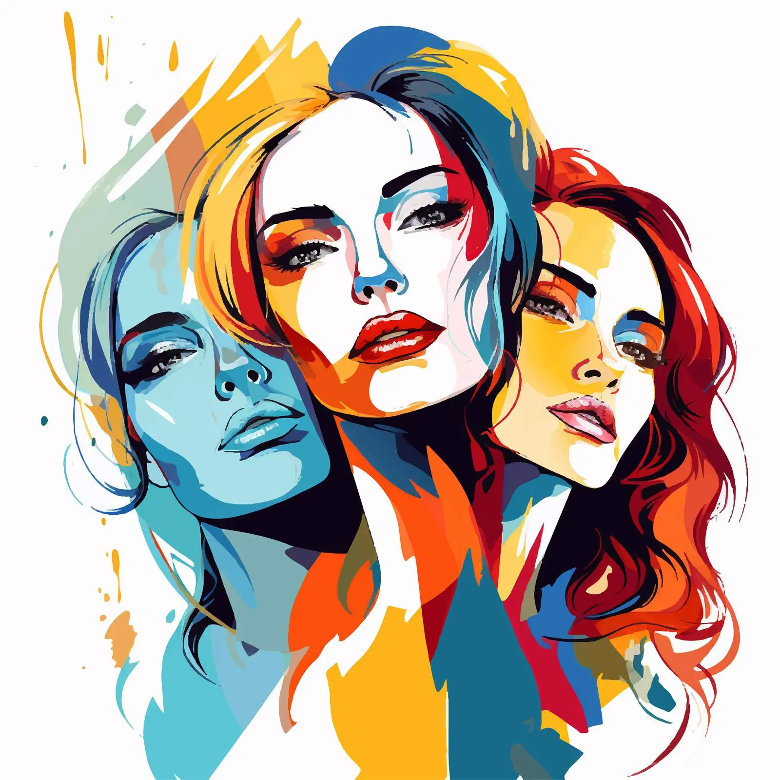 Group of Girls with Beautiful Makeup Vectors — free download from Dotvec