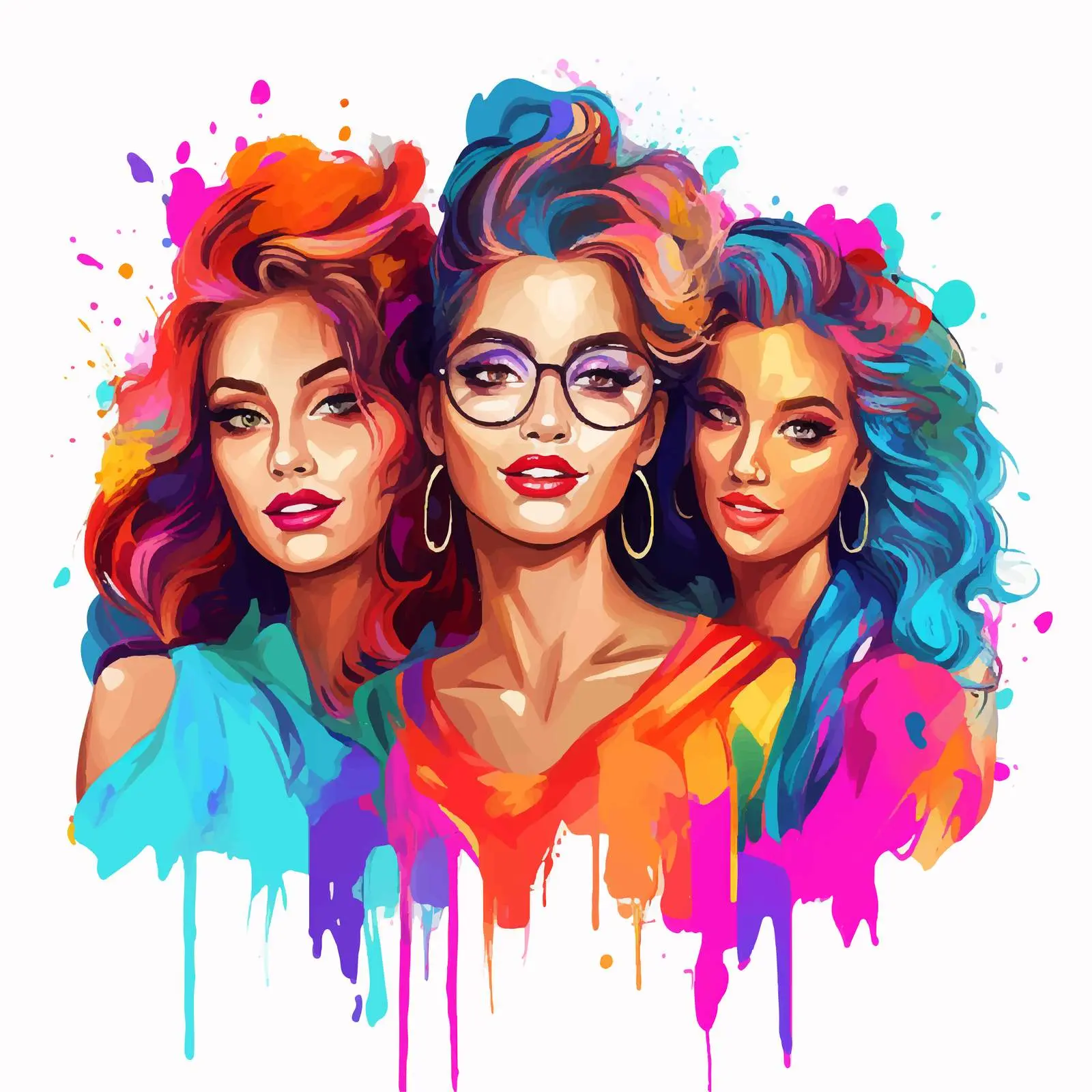 Beautifully Made-Up Girls Portrait Vector — free download from Dotvec