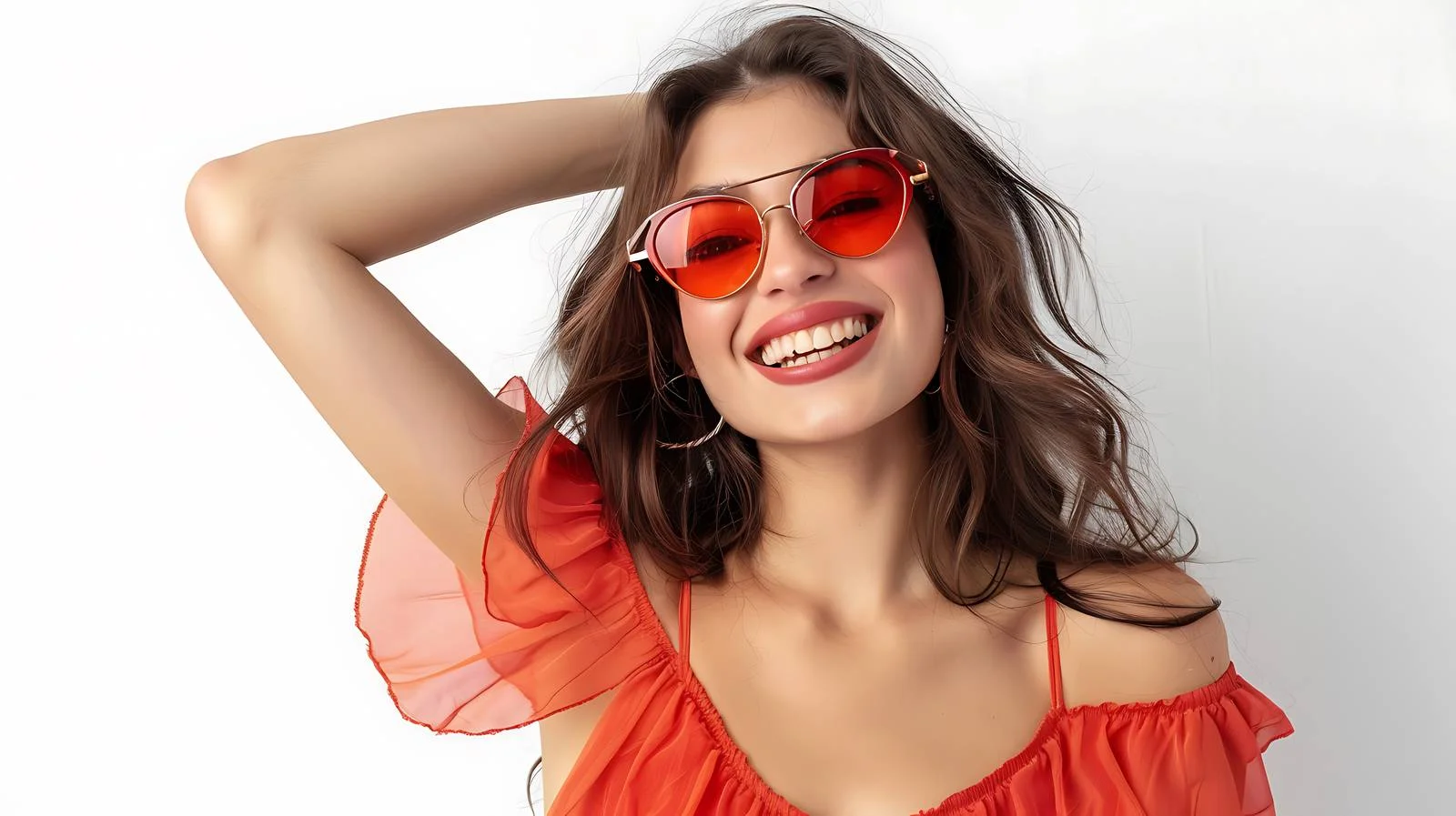 Cheerful Young Woman Poses Stylishly — free download from Dotvec