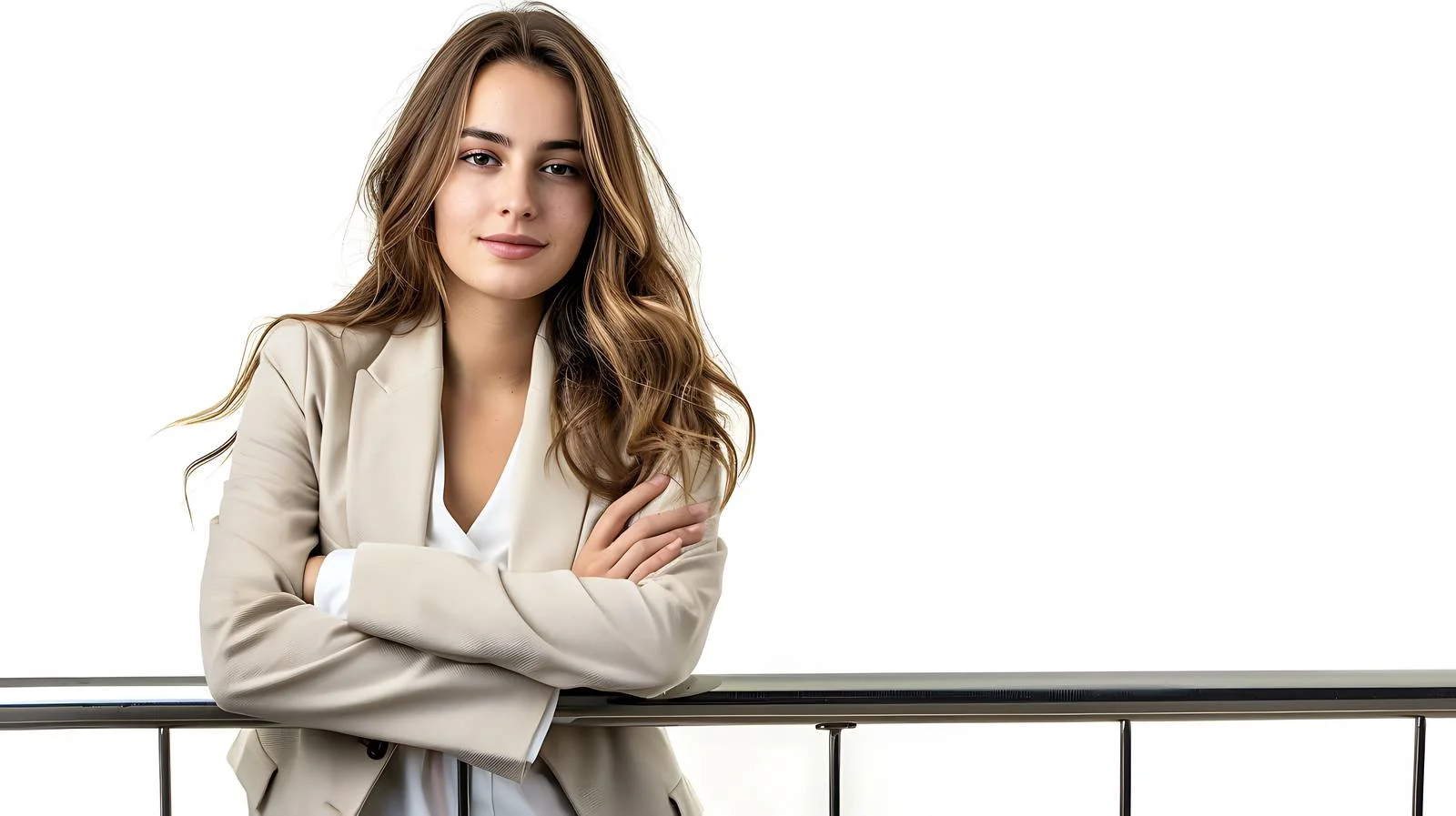 Joyful Businesswoman Standing Portrait — free download from Dotvec