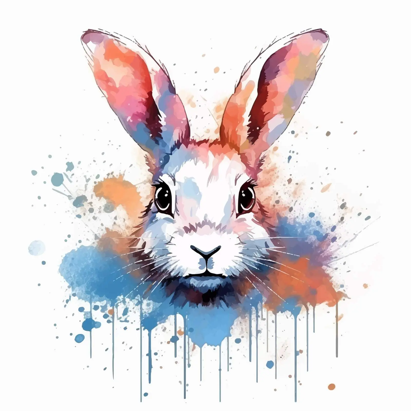 One Line Rabbit Illustration on Watercolor Background – free one line image from Dotvec