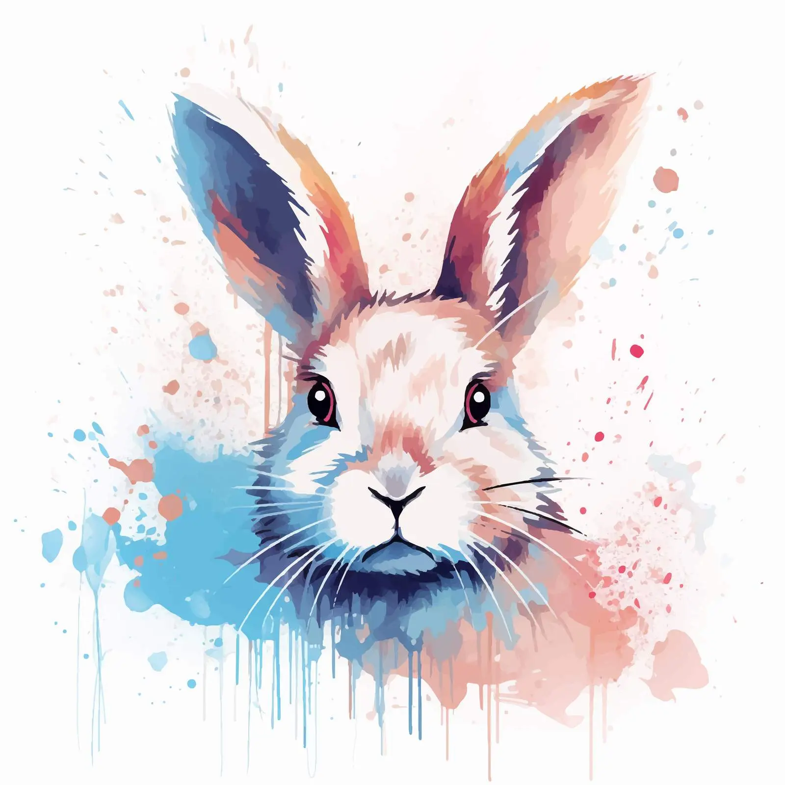 One Line Rabbit Illustration on Watercolor Background – free one line image from Dotvec