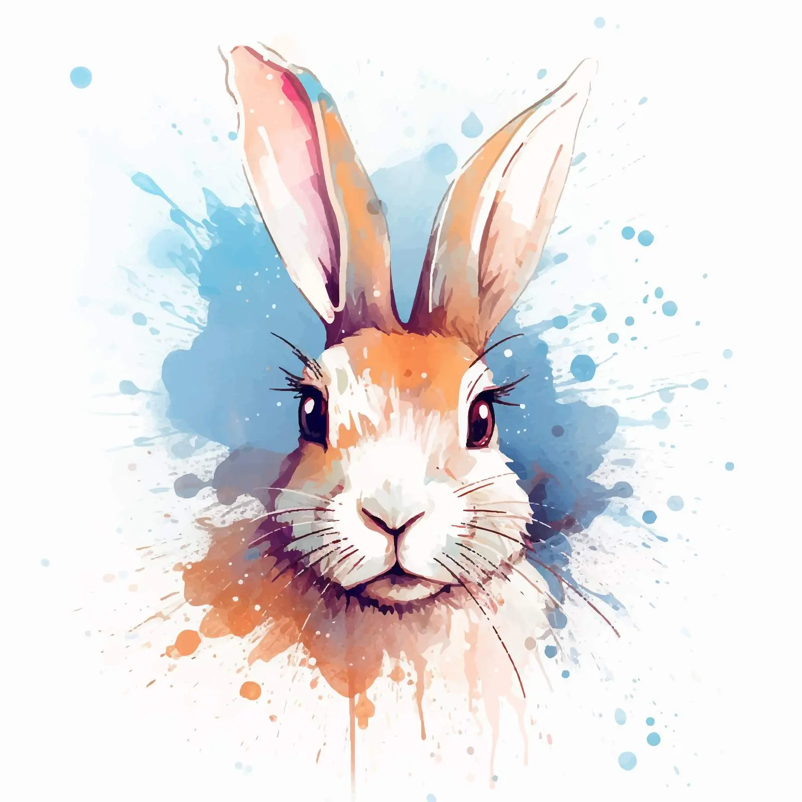 Rabbit One Line Art on Watercolor Background — free download from Dotvec