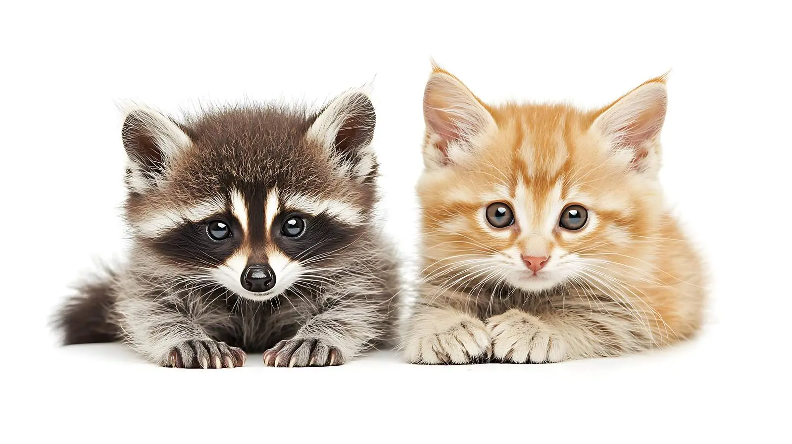 Raccoon and Scottish Straight Cat Portrait — free download from Dotvec