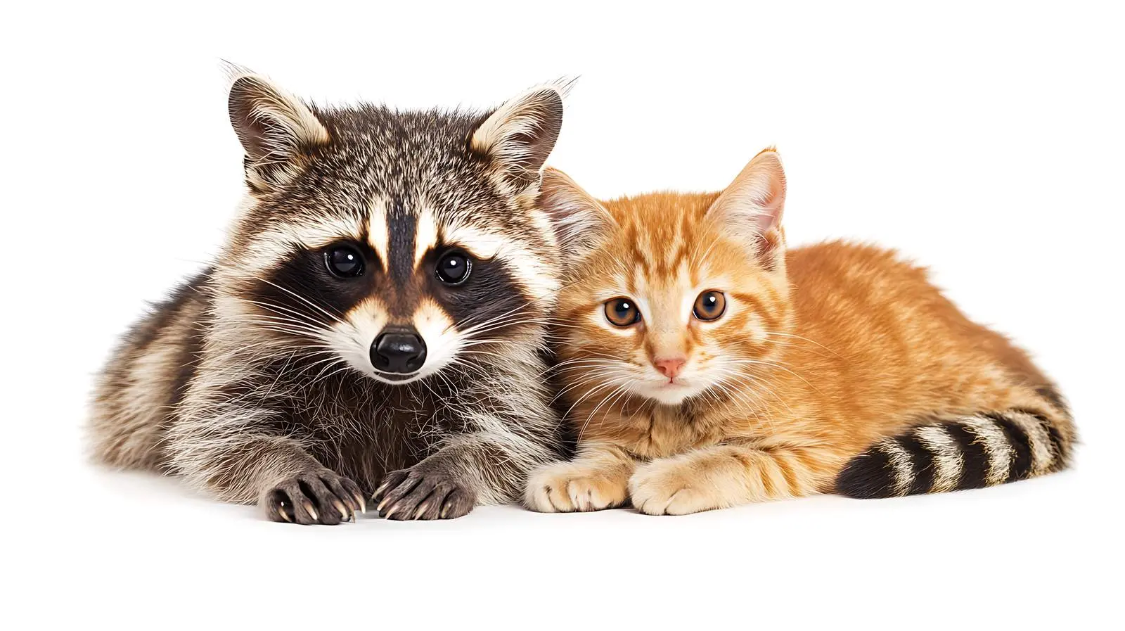 Raccoon and Scottish Straight Cat Portrait — free download from Dotvec