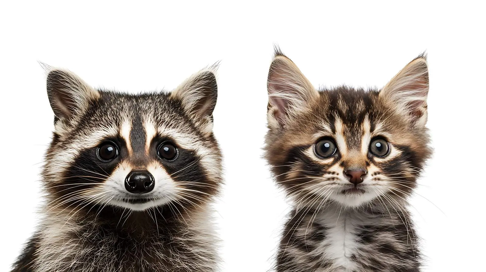 Raccoon and Scottish Cat Portrait on White Background — free download from Dotvec