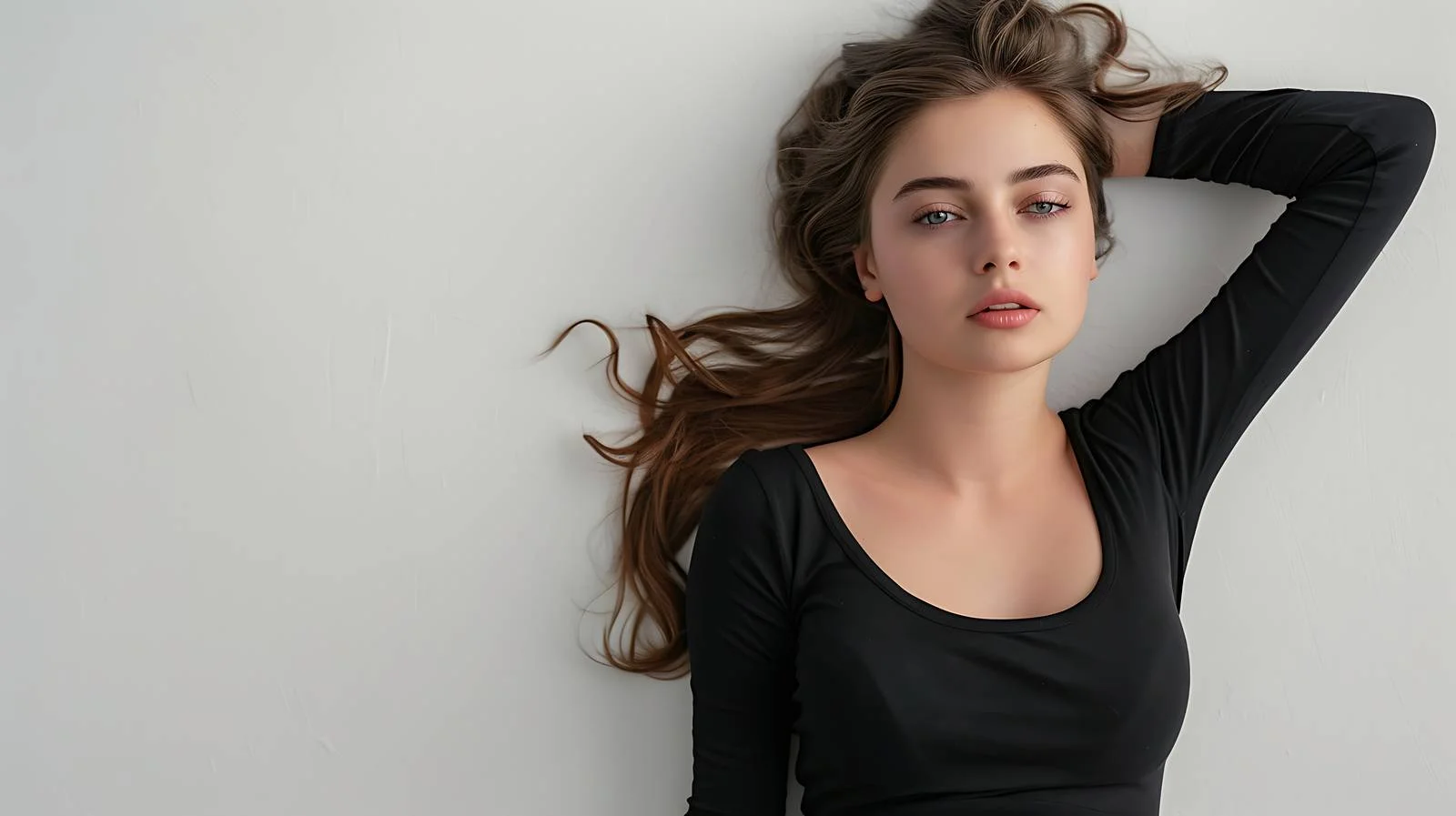 Elegant Young Lady in Black Bodysuit — free download from Dotvec