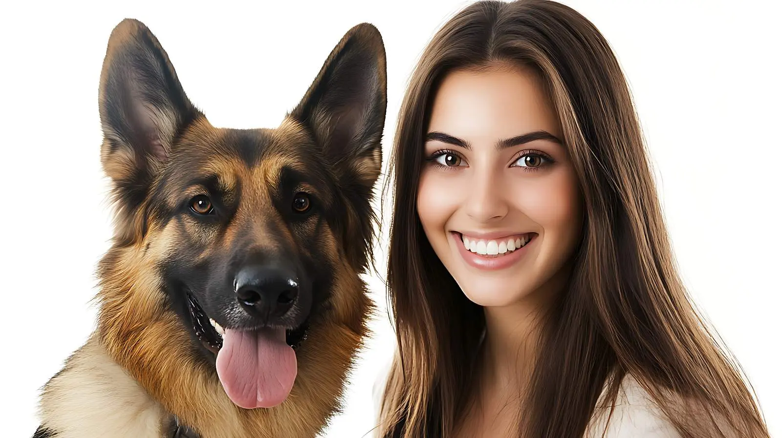 Smiling Young Woman with German Shepherd — free download from Dotvec