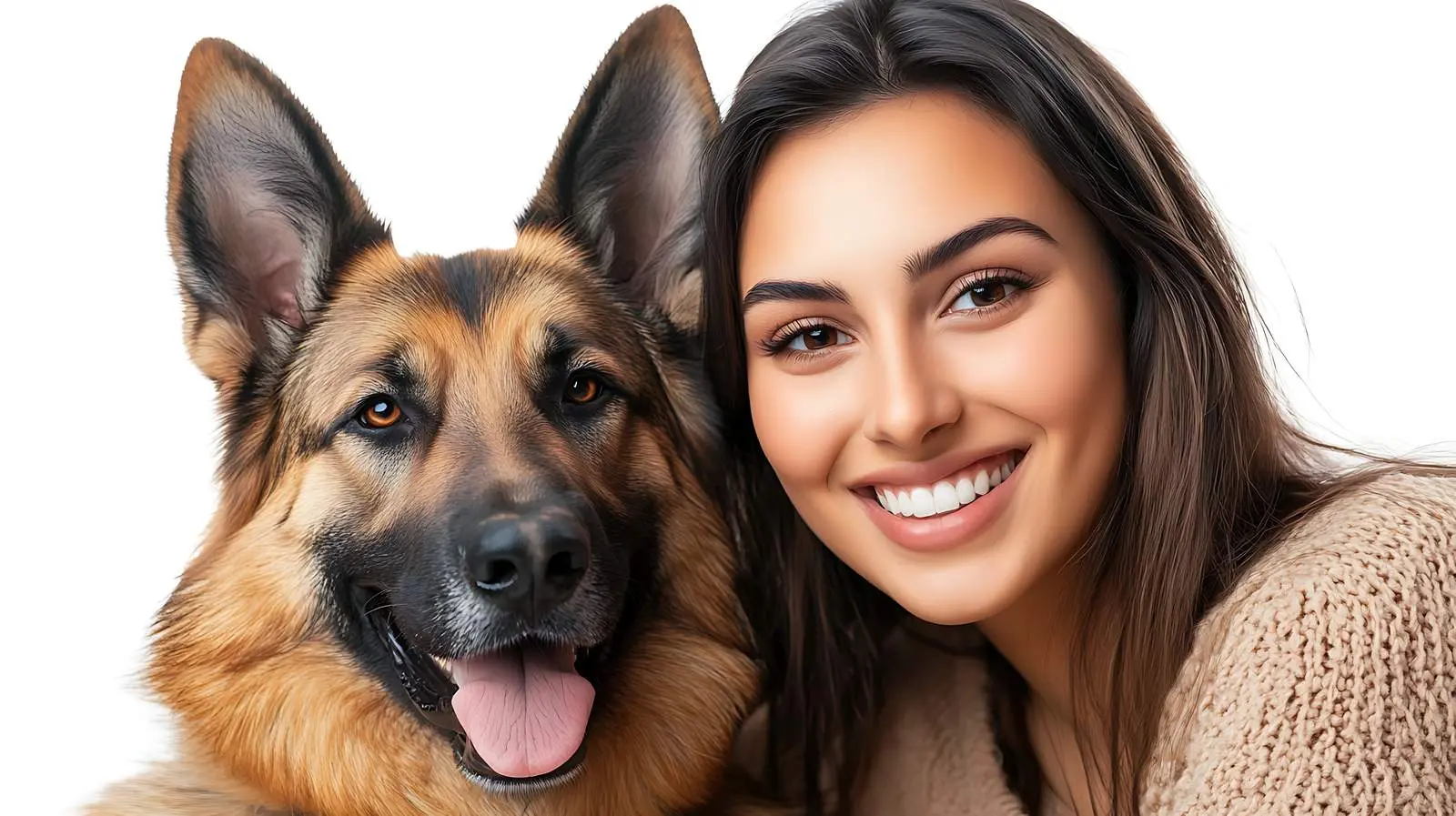 Smiling Young Woman with German Shepherd Portrait — free download from Dotvec