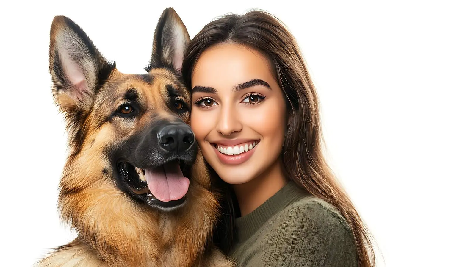 Beautiful Young Woman with German Shepherd Smiling — free download from Dotvec