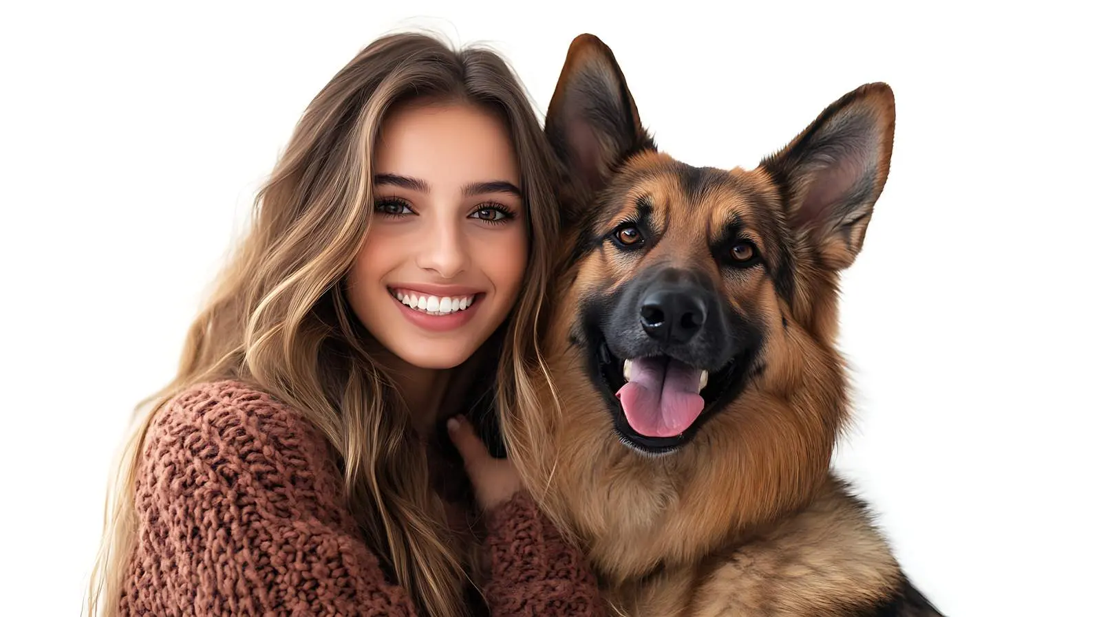 Smiling Young Woman with German Shepherd Dog — free download from Dotvec