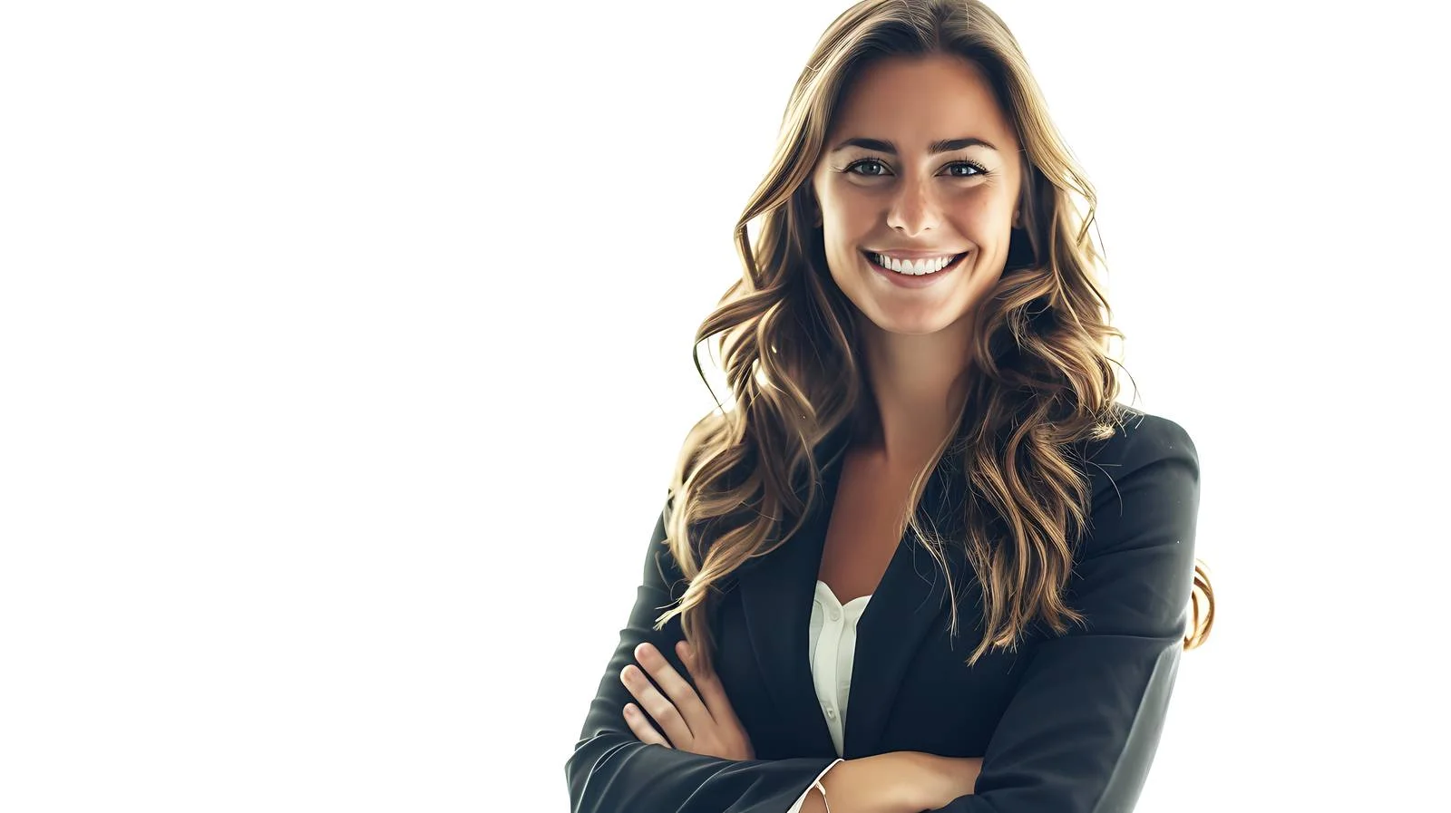 Confident Businesswoman Smiling With Folded Arms — free download from Dotvec