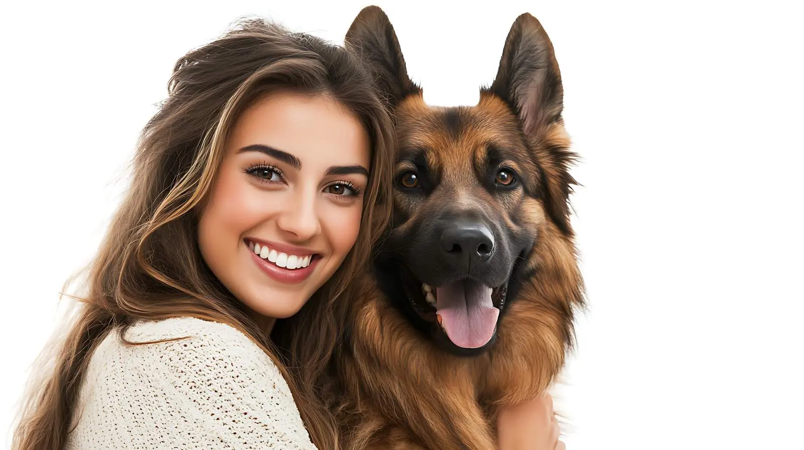 Smiling Young Woman with German Shepherd Dog – free woman and dog image from Dotvec