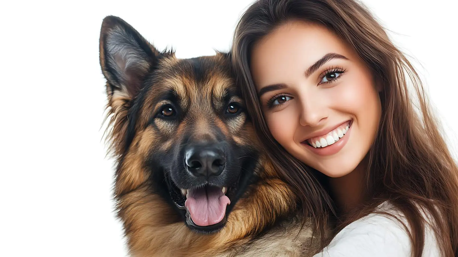 Smiling Young Woman with German Shepherd — free download from Dotvec